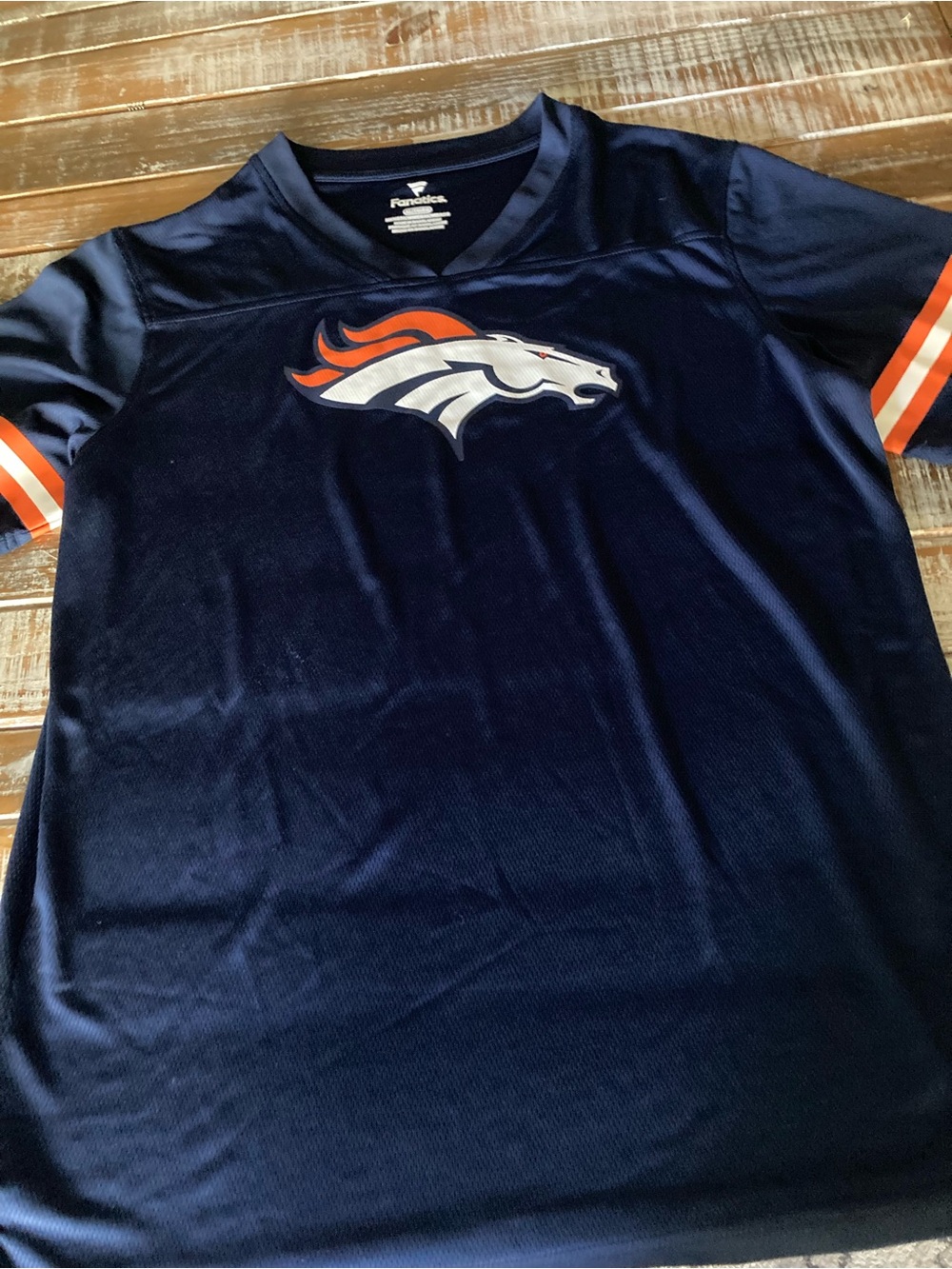 Fanatics Navy Denver Broncos Logo Tee with Orange Accents